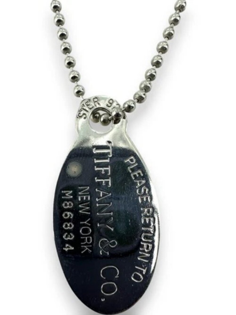Tiffany & Co Oval Tag Return to Pendant Chain Necklace 34"
